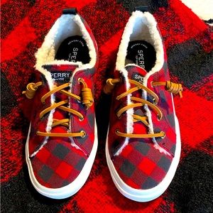 Sperry Red Plaid Flannel Sneakers